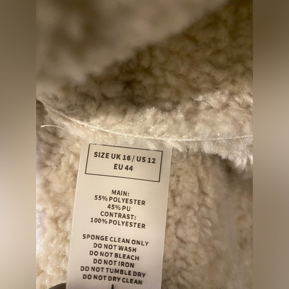 ANGULAR HEM VEGAN LEATHER BORG BIKER JACKET - Picture 7 of 16